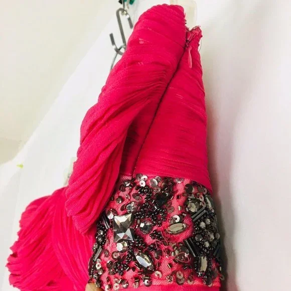 Adrianna Papell Prom Dress Gown Women's 8 Jeweled Beaded Strapless Long Formal - Picture 6 of 11